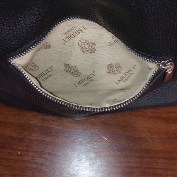 NWOT! I Medici Firenze Made In Italy Black & Tan Pebbled Leather Shoulder Bag - Picture 8 of 16